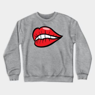 red lip cartoon drawing Crewneck Sweatshirt